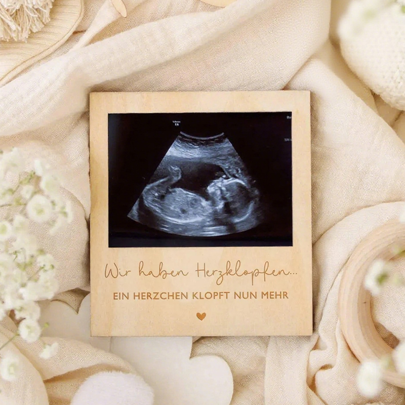Engraved Wood Frame - Echografie Zwangerschap Aankondiging Teken Houten Photobooth
