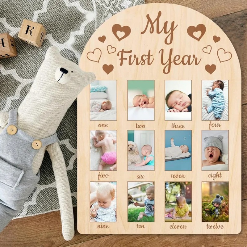 Houten baby herdenkingsfotolij - Engraved Wood Frame recensie en prijs